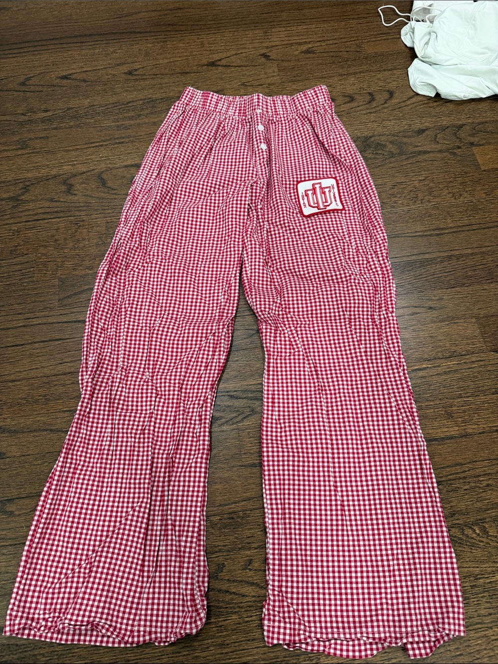 Trendy boutique Red Gingham Women's Pajama Pants with Patch